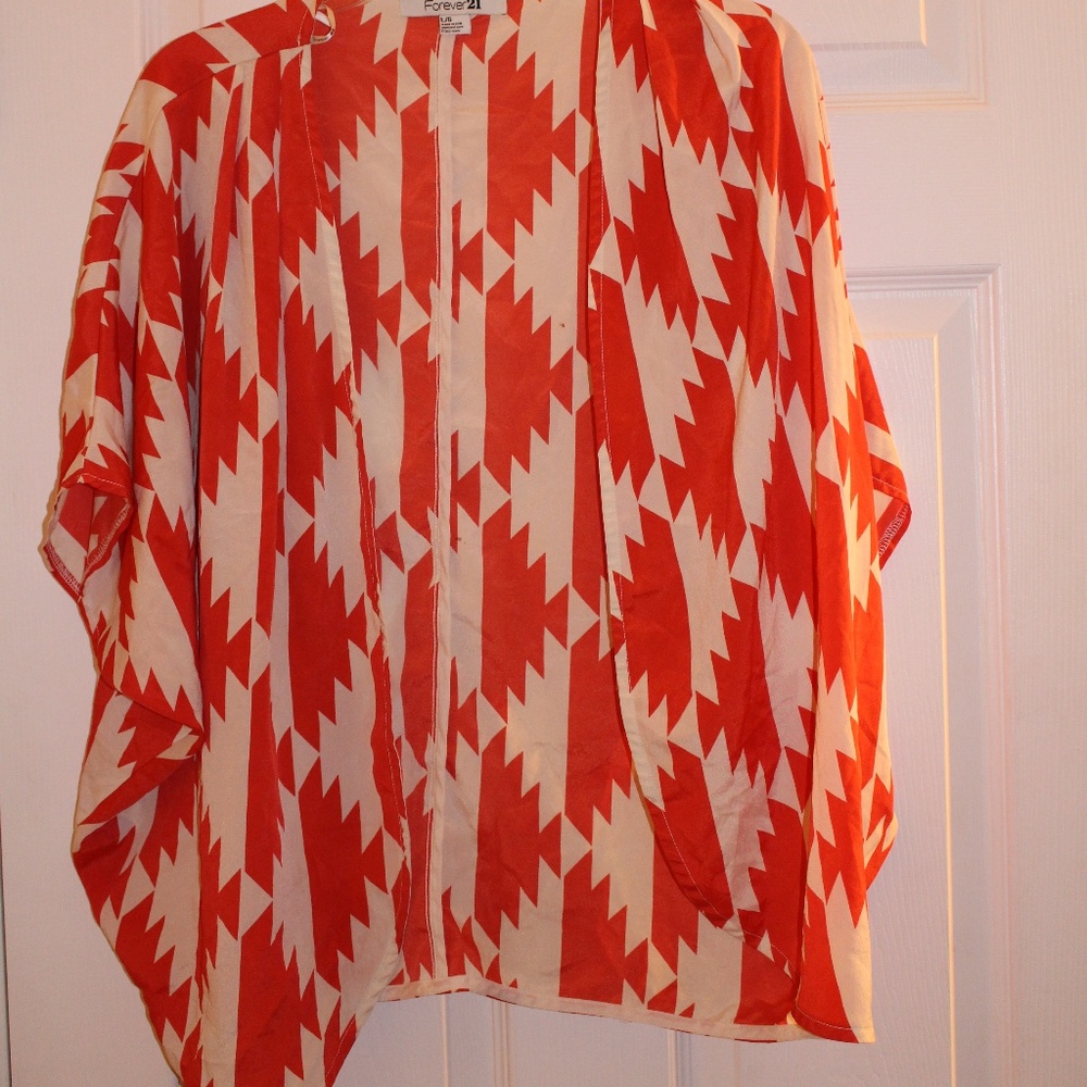 Forever 21 Orange/ Tan Aztec pattern Kimono